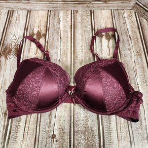 VICTORIA'S SECRET Women's 34C Burgundy Push-Up Underwire Padded Bra NWOT